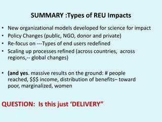 Reaching End-Users: Facts for helping CIAT move forward on strategic program development