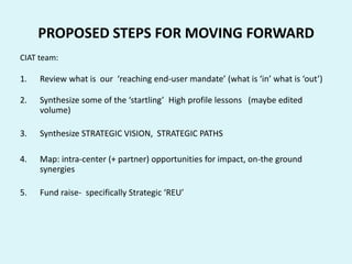 Reaching End-Users: Facts for helping CIAT move forward on strategic program development