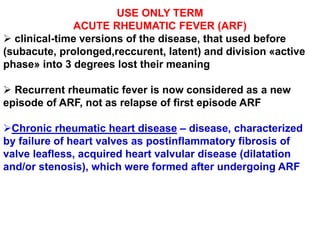 Recurrent Rheumatic Fever Acute rheumatic fever presentation lecture | PPT