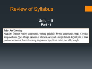 Review of Syllabus
Unit – II
Part - I
 