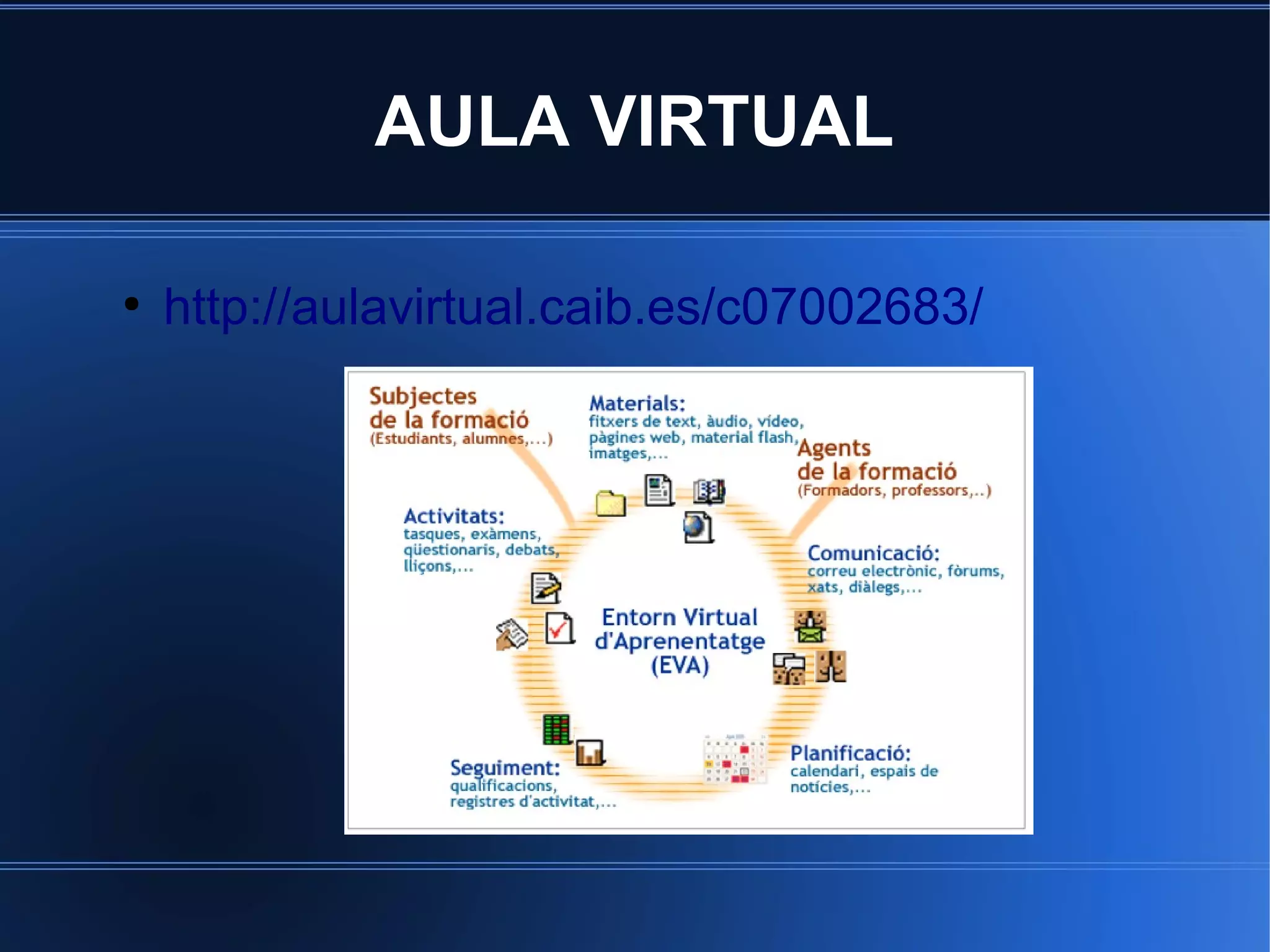 AULA VIRTUAL
●

http://aulavirtual.caib.es/c07002683/

 