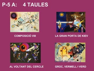 P-5 A:  4 TAULES COMPOSICIÓ VIII LA GRAN PORTA DE KIEV AL VOLTANT DEL CERCLE GROC, VERMELL I VERD 