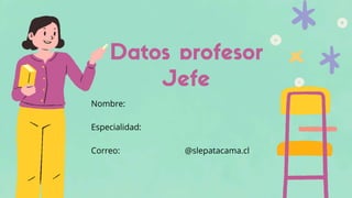 Nombre:
Especialidad:
Correo: @slepatacama.cl
 