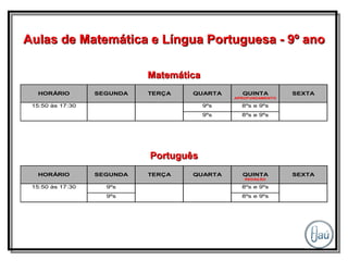 Aulas de Matemática e Língua Portuguesa - 9º ano Matemática Português 