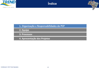 Índice1. Organização e Responsabilidades do PCP2. Equipe3. Processos4. Apresentação dos Projetos