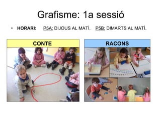 Grafisme: 1a sessió HORARI: P5A:  DIJOUS AL MATÍ.  P5B:  DIMARTS AL MATÍ . CONTE  RACONS 