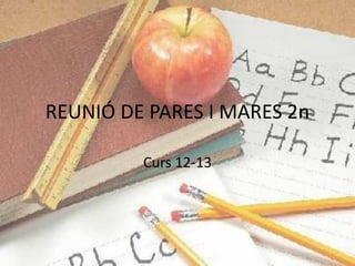 REUNIÓ DE PARES I MARES 2n

         Curs 12-13
 