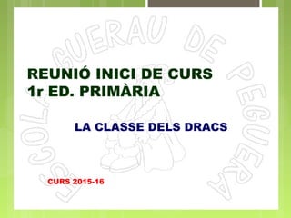REUNIÓ INICI DE CURS
1r ED. PRIMÀRIA
CURS 2015-16
LA CLASSE DELS DRACS
 