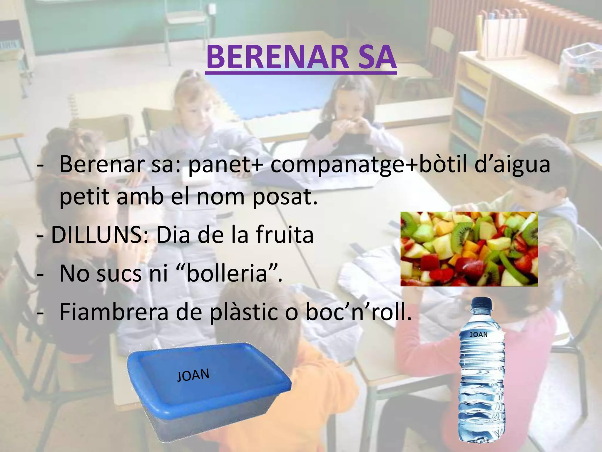 Dies No Lectius:	  -  Dia 12 d’octubre  (Festa estatal).	  - Dia 1 de novembre (Tots Sants).	  - Dia 6 de desembre (Dia de la Constitució).	  - Dia 8 de desembre (La Immaculada Concepció).	  - Dia 2 de març del 2012 (Festa escolar unificada).         - Dies elegits per l’escola: 31 d’octubre i 30 d’abril.