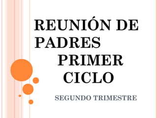 REUNIÓN DE
PADRES
PRIMER
CICLO
SEGUNDO TRIMESTRE

 