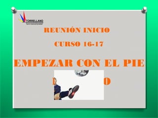 REUNIÓN INICIO
CURSO 16-17
EMPEZAR CON EL PIE
DERECHO
 