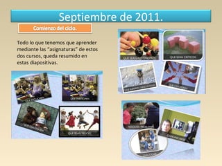 Septiembre de 2011.
Todo lo que tenemos que aprender
mediante las “asignaturas” de estos
dos cursos, queda resumido en
est...