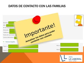 DATOS DE CONTACTO CON LAS FAMILIAS
 