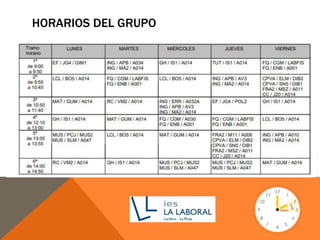 HORARIOS DEL GRUPO
 