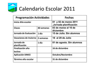 Calendario Escolar 2011