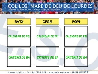 BATX CFGM PQPI CALENDARI DE PREINSCRIPCIÓ I MATRICULACIÓ CRITERIS DE BAREMACIÓ CALENDARI DE PREINSCRIPCIÓ I MATRICULACIÓ CRITERIS DE BAREMACIÓ CALENDARI DE PREINSCRIPCIÓ I MATRICULACIÓ CRITERIS DE BAREMACIÓ 