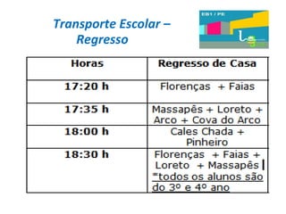 Transporte Escolar – Regresso  