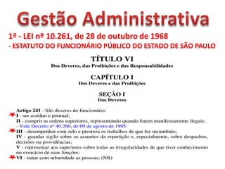 1ª - LEI nº 10.261, de 28 de outubro de 1968
- ESTATUTO DO FUNCIONÁRIO PÚBLICO DO ESTADO DE SÃO PAULO
 