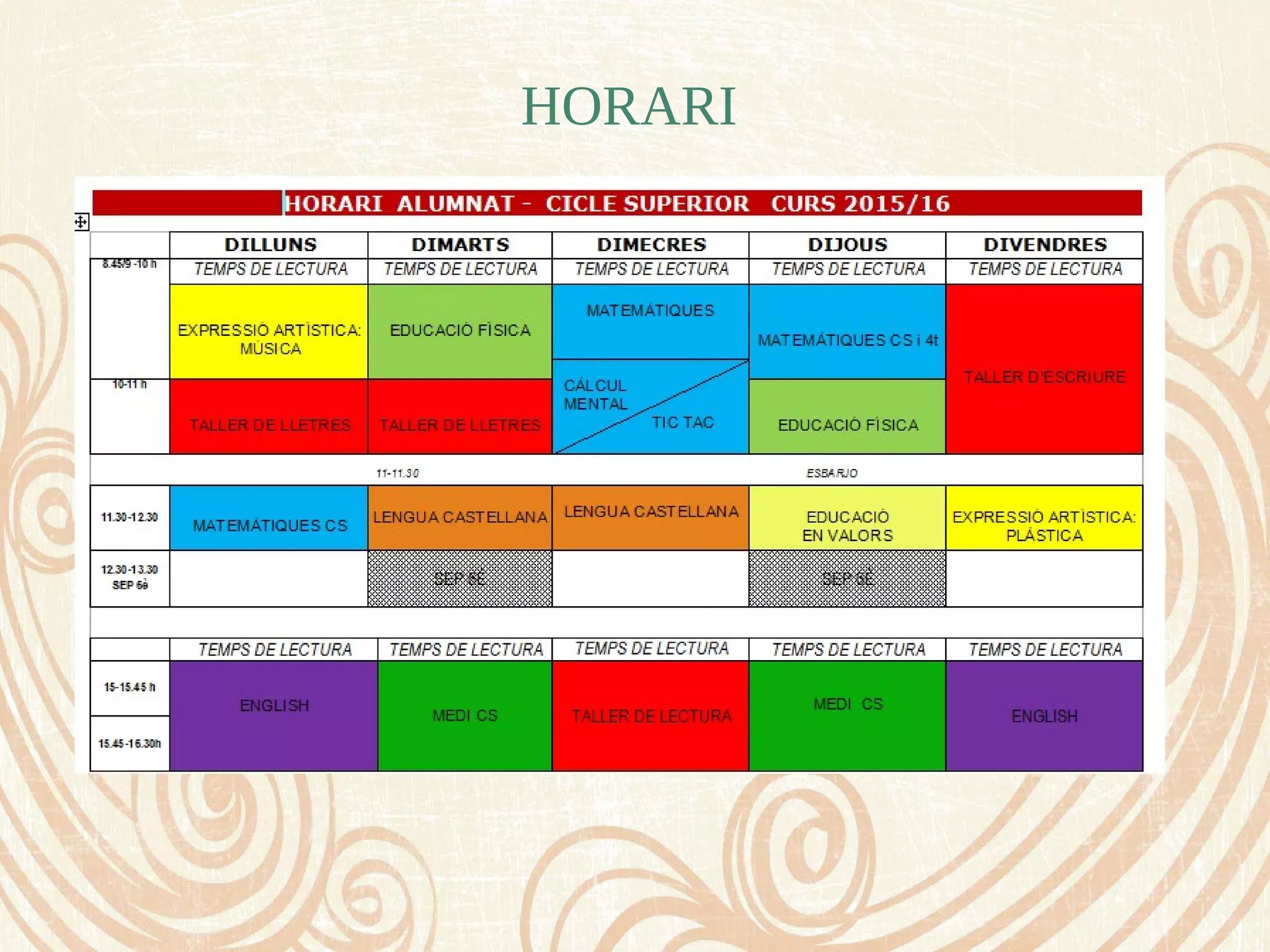 HORARI
 