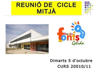 REUNIÓ DE CICLE
     MITJÀ




        Dimarts 5 d'octubre
           CURS 20010/11
 