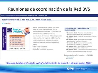 Reuniones de coordinación de la Red BVS
http://red.bvsalud.org/modelo-bvs/es/fortalecimiento-de-la-red-bvs-alc-plan-accion...