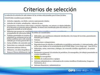 Criterios de selección
 
