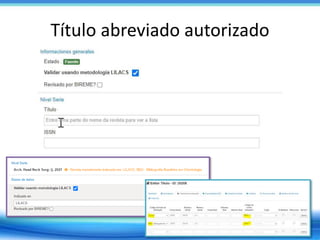 Título abreviado autorizado
 