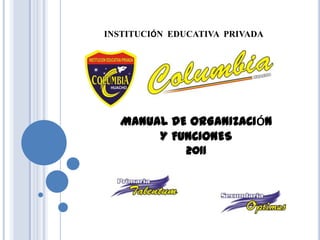 INSTITUCIÓN  EDUCATIVA  PRIVADA MANUAL DE ORGANIZACIÓN  Y FUNCIONES 2011 