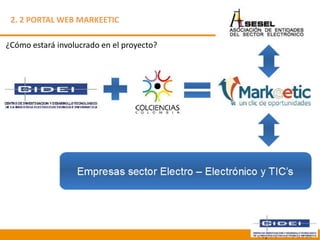 Septiembre 2013
2. 2 PORTAL WEB MARKEETIC
¿Cómo estará involucrado en el proyecto?
 