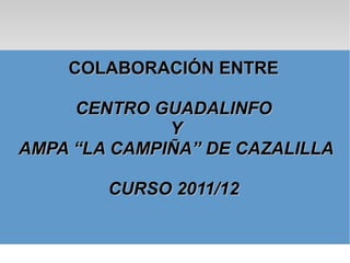 COLABORACIÓN ENTRE CENTRO GUADALINFO Y AMPA “LA CAMPIÑA” DE CAZALILLA CURSO 2011/12 