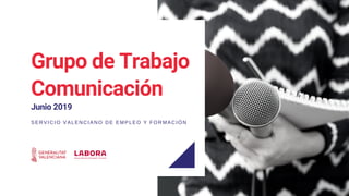 Grupo de Trabajo
Comunicación
Junio 2019
SERVICIO VALENCIANO DE EMPLEO Y FORMACIÓN
 