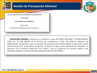 Gestión de Presupuesto Adicional