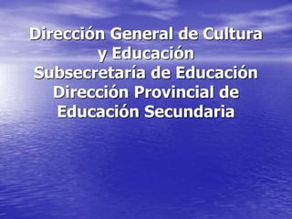 Dirección General de Cultura
y Educación
Subsecretaría de Educación
Dirección Provincial de
Educación Secundaria
 