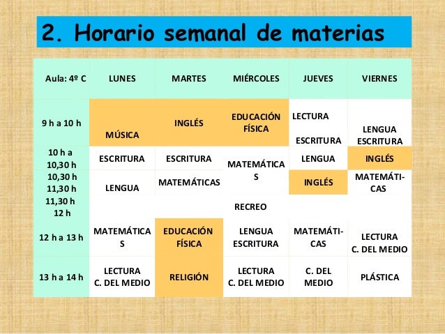 horario semanal
