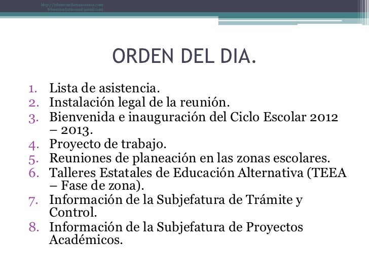 formato orden del dia reunion