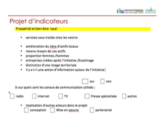 Projet d’indicateurs
 