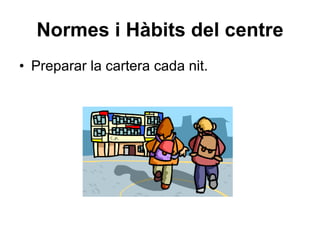 Normes i Hàbits del centre Preparar la cartera cada nit. 