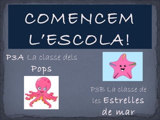 P3A La classe dels
Pops
P3B La classe de
les Estrelles
de mar
COMENCEM
L’ESCOLA!
 