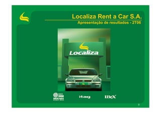 Localiza Rent a Car S.A.
 Apresentação de resultados - 2T06




                                0
 