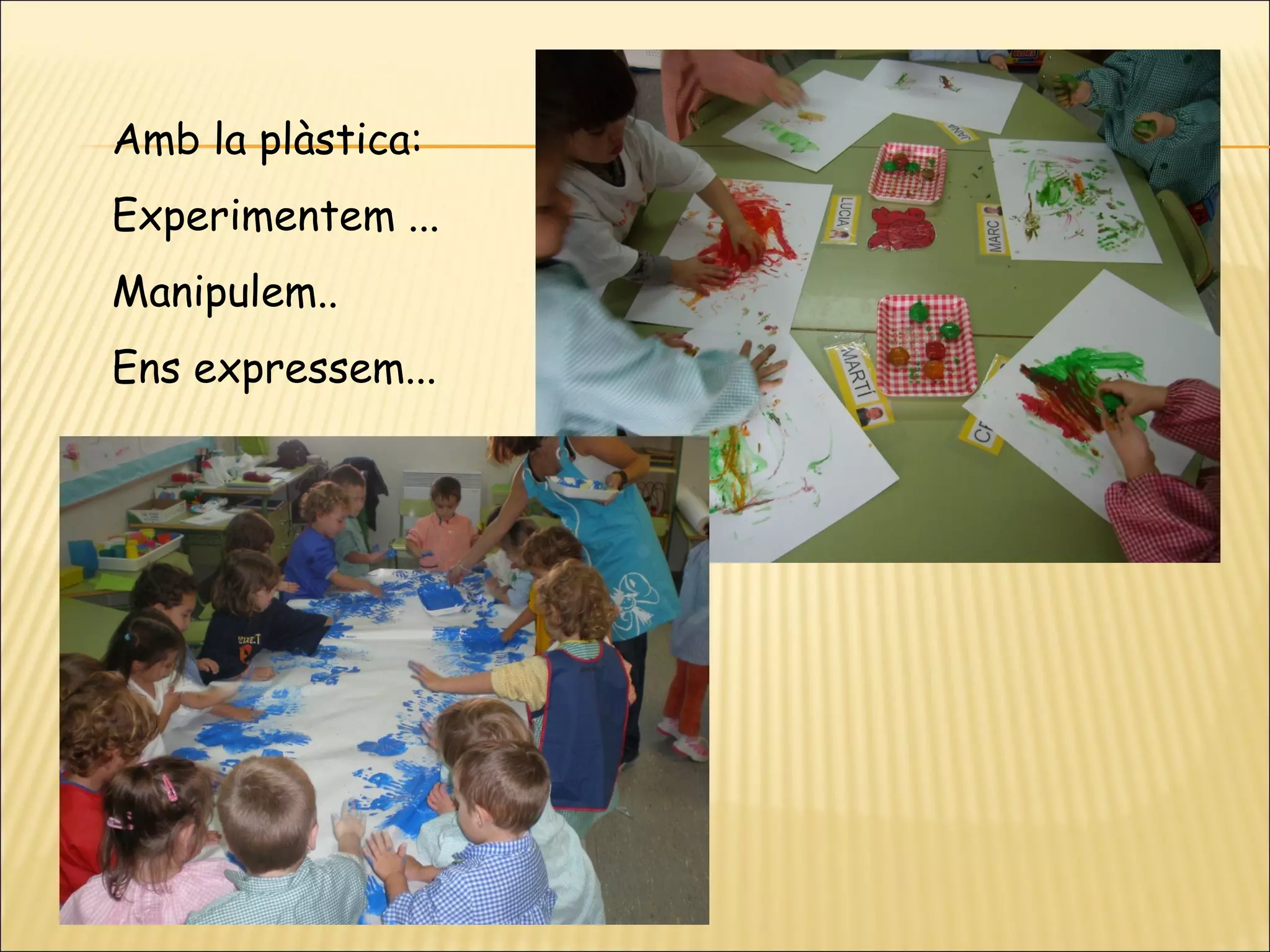 Amb la plàstica:
Experimentem ...
Manipulem..
Ens expressem...
 