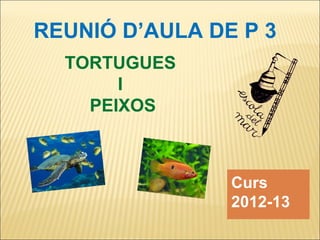REUNIÓ D’AULA DE P 3
  TORTUGUES
       I
    PEIXOS



                Curs
                2012-13
 
