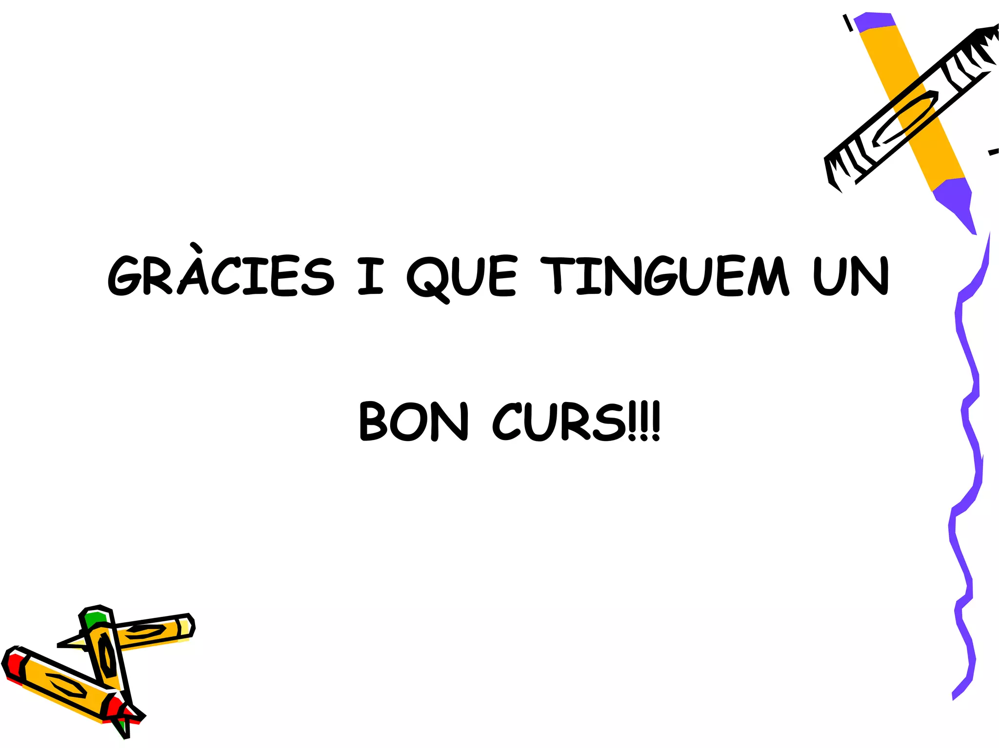 GRÀCIES I QUE TINGUEM UN

       BON CURS!!!
 