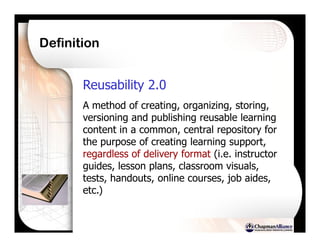 Reusability 2.0: The Key to Publishing Learning