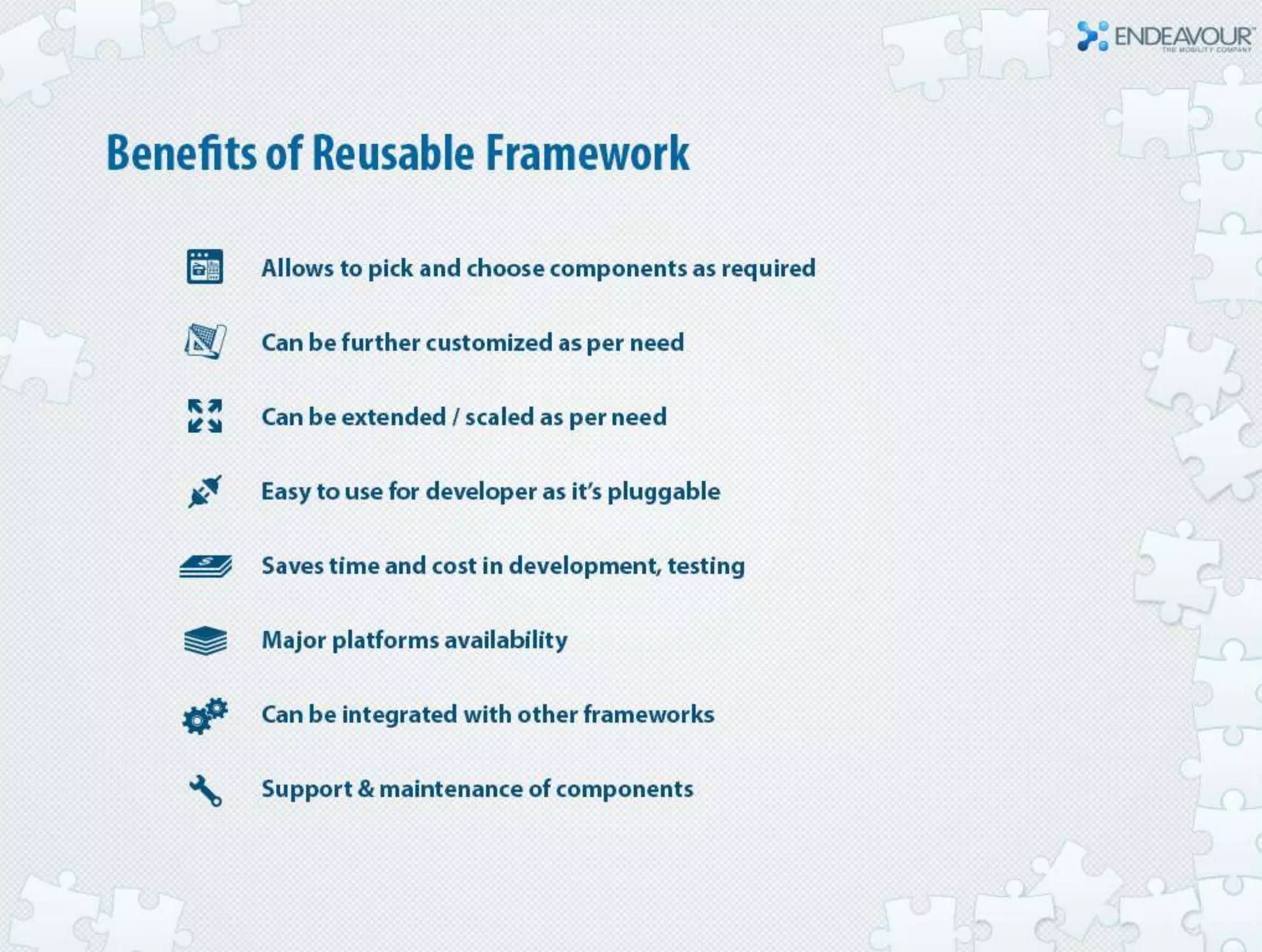 Accelerate mobile application development by leveraging reusable component frameworks