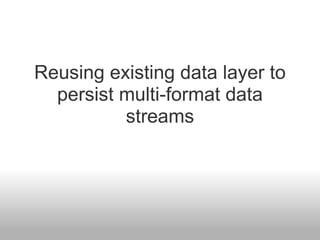 Reusing existing data layer to persist multi-format data streams 