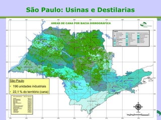 BE
Workshop Sustainability of Sugarcane – CT
São Paulo: Usinas e Destilarias
São Paulo
• 196 unidades industriais
• 22,1 % do território (cana)
 