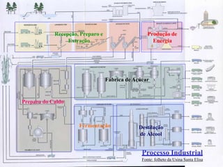 Workshop Sustainability of Sugarcane – CTBE
Processo Industrial
Fonte: folheto da Usina Santa Elisa
Recepção, Preparo e
Extração
Produção de
Energia
Preparo do Caldo
Fábrica de Açúcar
Destilação
de Álcool
Fermentação
 
