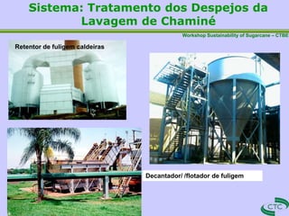 Workshop Sustainability of Sugarcane – CTBE
Sistema: Tratamento dos Despejos da
Lavagem de Chaminé
Decantador/ /flotador de fuligem
Retentor de fuligem caldeiras
35
 