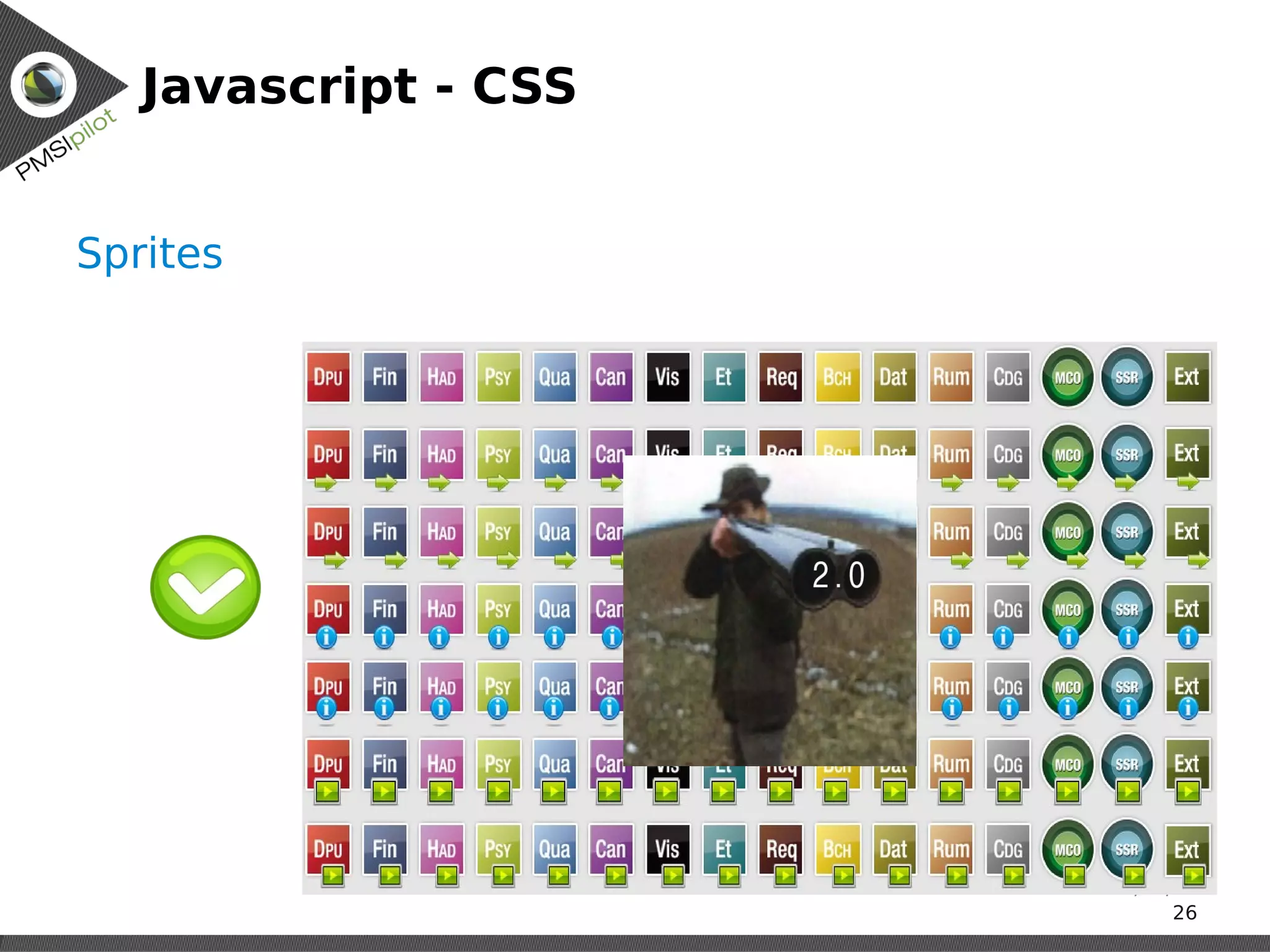 Javascript - CSS


Sprites




                      Réunion technique
                                01/15/10
                                      26
 