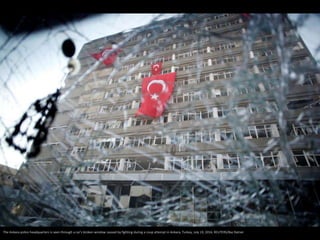 The Ankara police headquarters is seen through a car's broken window caused by fighting during a coup attempt in Ankara, Turkey, July 19, 2016. REUTERS/Baz Ratner
 